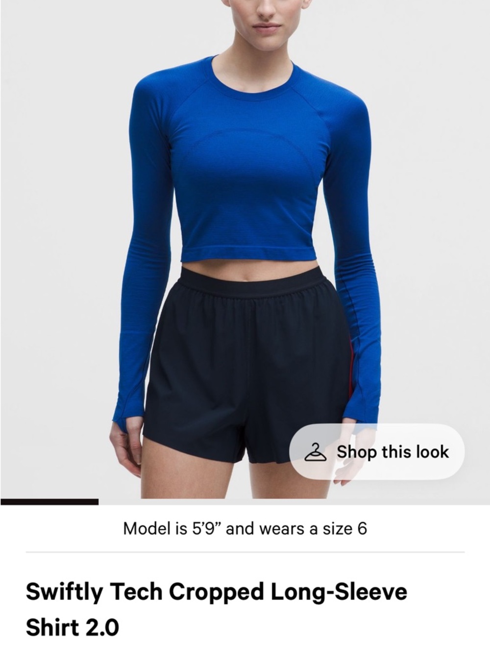 lululemon athletica Swiftly Tech Cropped Long-Sleeve Shirt 2.0 - Blue